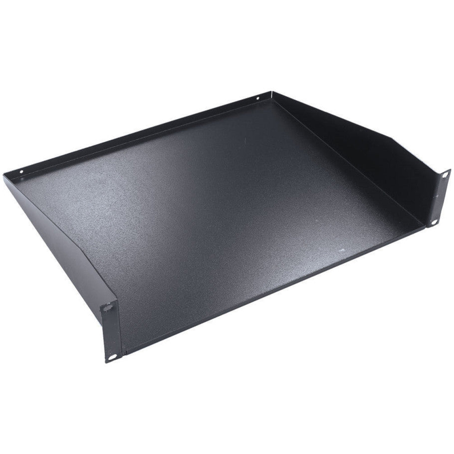 Cantilevered Rack Equipment Shelf, Steel, Single-Sided, Fixed, Solid, 3.5 H x 17 W x 14 in. D, Black