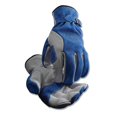 1302 Top Grain Cow Leather Drivers Gloves, Medium, Unlined, Blue/Gray
