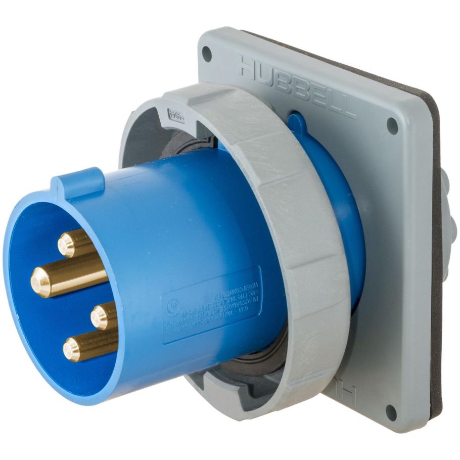 Pin and Sleeve Inlet, 100 A, 250 VAC, 3-Pole, 4-Wire, Blue