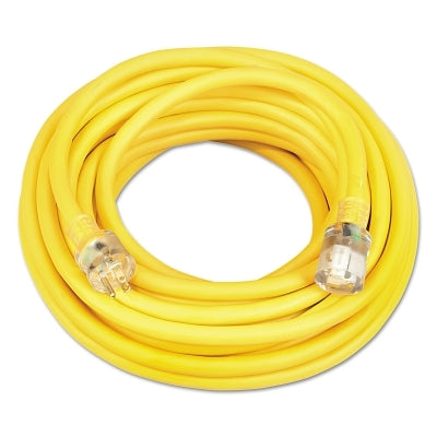 Vinyl Extension Cord, 100 ft, 1 Outlet, Yellow