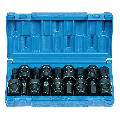 Impact Driver Set, 1/2 in Drive, 6 mm to 19 mm Size, 9-Pc Universal Hex