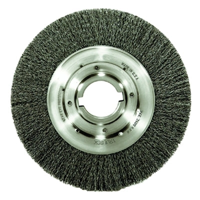 Medium-Face Crimped Wire Wheel, 8 in dia x 1 in W Face, 0.0118 in Stainless Steel Wire, 4500 RPM