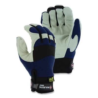 Winter Lined Thinsulate White Eagle Goatskin Mechanics Gloves, Goatskin/Neoprene, 9/Medium, Black/White