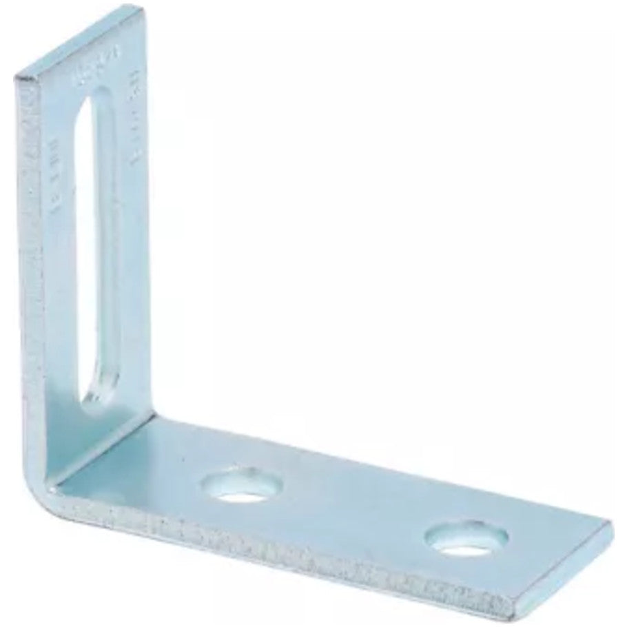 Adjustable Corner Angle, Steel, 3-Holes, 90 Degree, 1/4 in Thick, Electro-Plated Zinc, 4.12 L x 4.12 H x 1.62 W in.