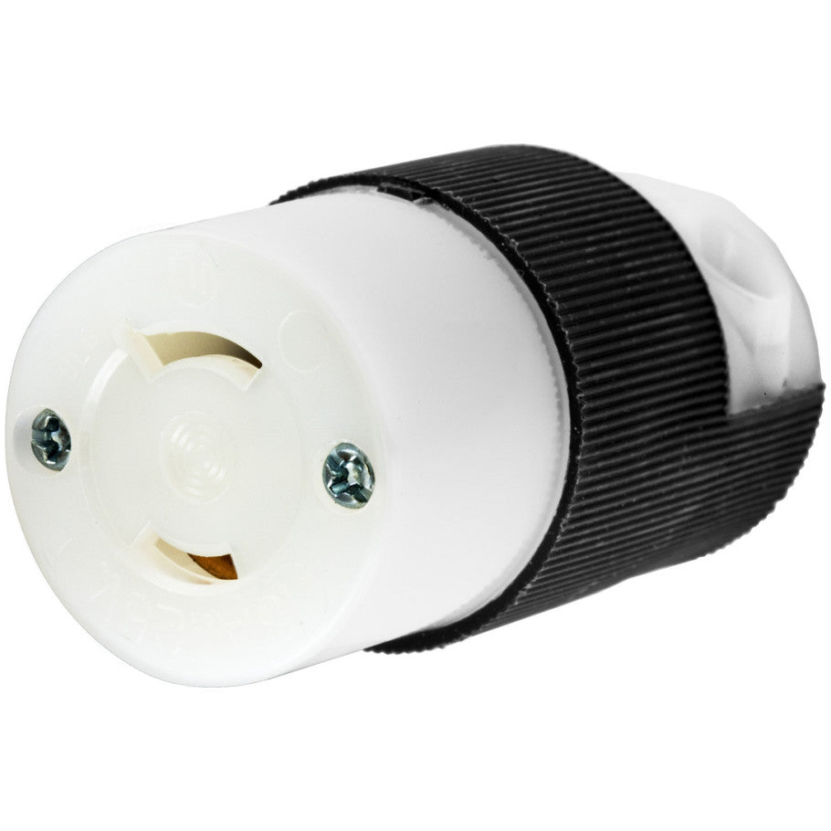 Twist-Lock Insulgrip 15A 125V 2P2W Black and White Nylon Connector Body With Multiple Drive Screws