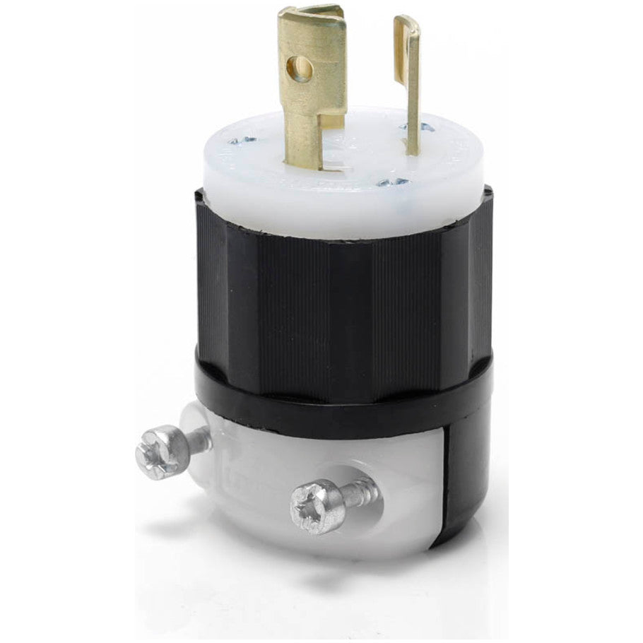 Leviton Black   White 15A 125V 2P3W Locking Plug, Black and White
