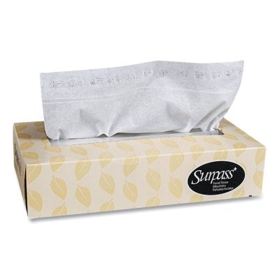 Surpass Facial Tissues, 8 in L x 8.3 in W per Sheet, White, 30 EA/CA