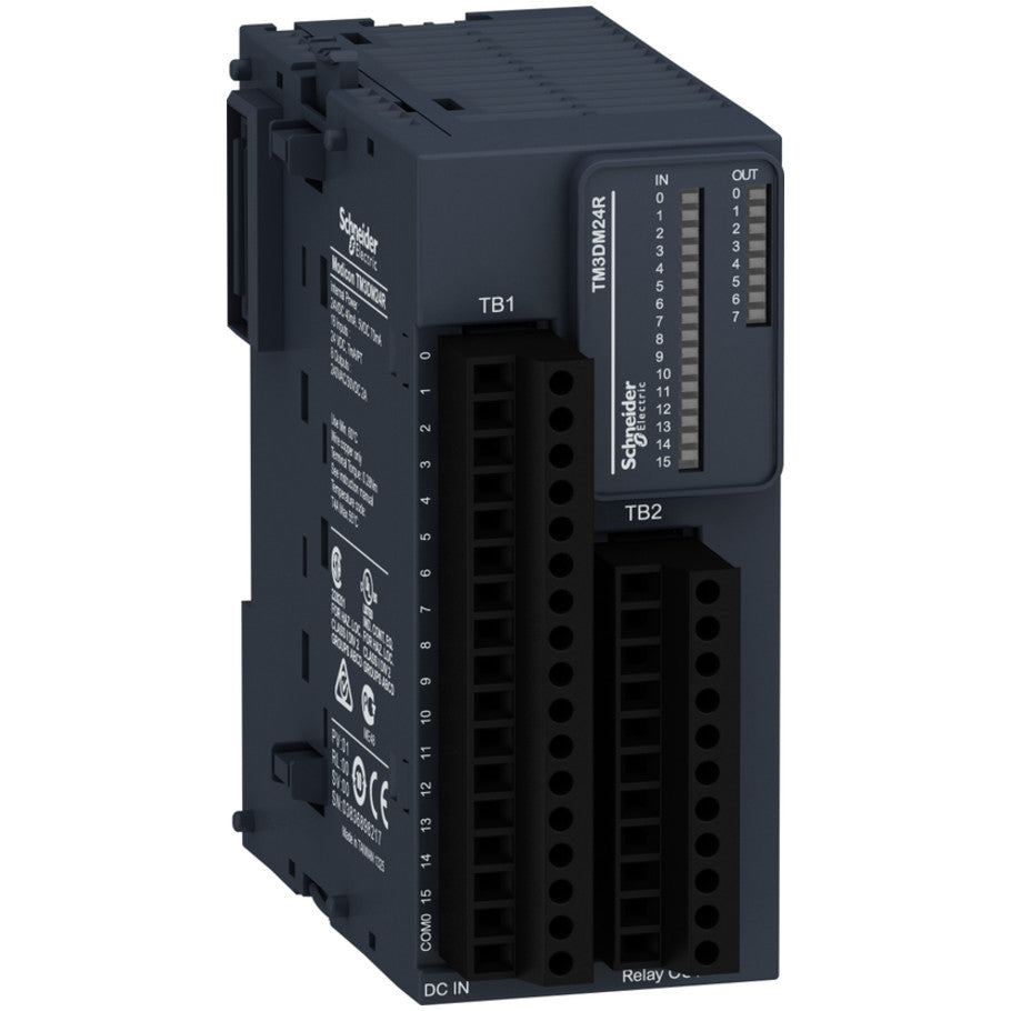 Modicon TM3 - 24 IO (16 inputs, 8 relay outputs, screw) 24Vdc
