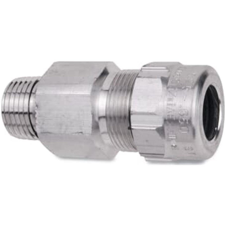 Cable Fitting, Cord and Cable Connector, Aluminum, 3/4 in, Silver, Range over jacket from 0.880 - 1.065 inch
