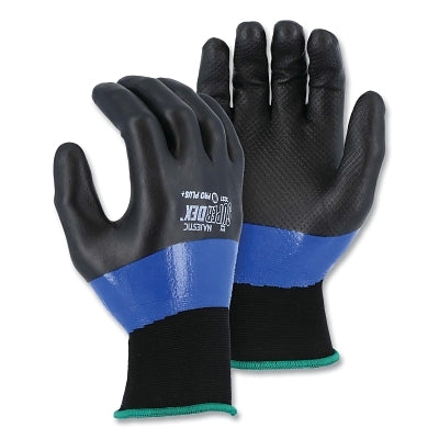 SuperDex 3/4 Micro Foam Gloves, Large, Black with Blue/Black Coating