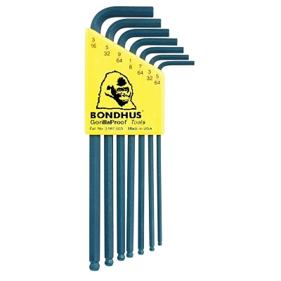 Ball End L-Wrench Set, ProGuard Finish, 5/64 in to 3/16 in, SAE, 7-Pc Set