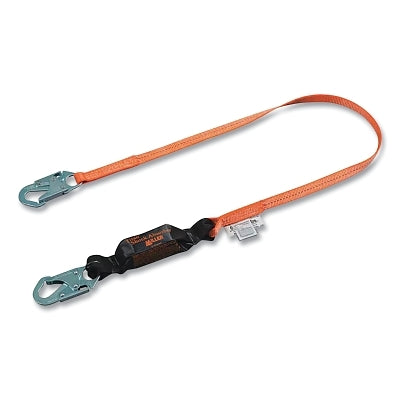Honeywell Miller Titan II Pack-Type Shock-Absorbing Lanyard, 6 ft L, Snap Hook, 310 lb cap, 1 leg, Orange