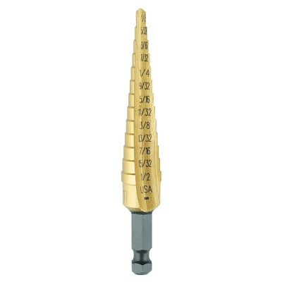 Unibit Titanium Fractional Self-Starting, 1/8 in to 1/2 in, 13 Steps