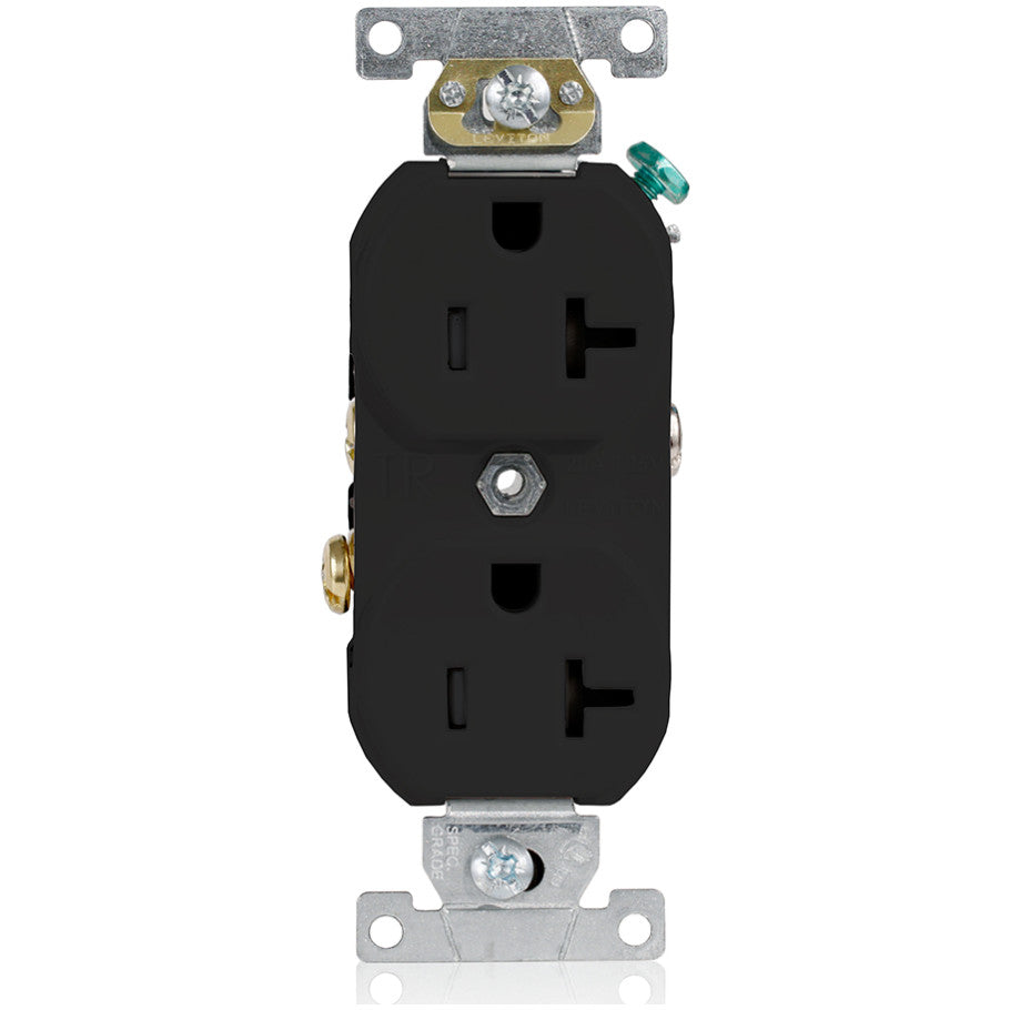 Straight Blade, Duplex Receptacle, Narrow Body, 20A, 125V, Black