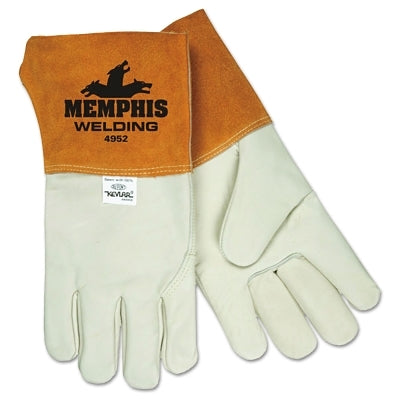 Grain Cow MIG/TIG Welders Gloves, Grain Cow Leather, Large, Russet/Beige
