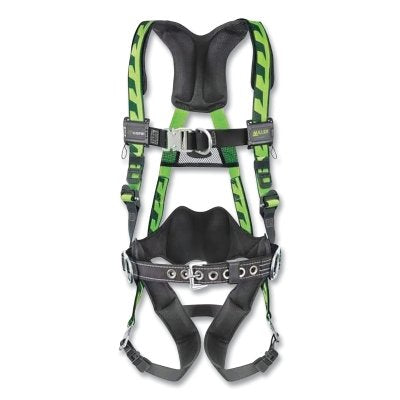 AirCore Full-Body Harness, Steel Side/Stand-Up Back D-Rings, S/M, Quick-Connect Straps, Green