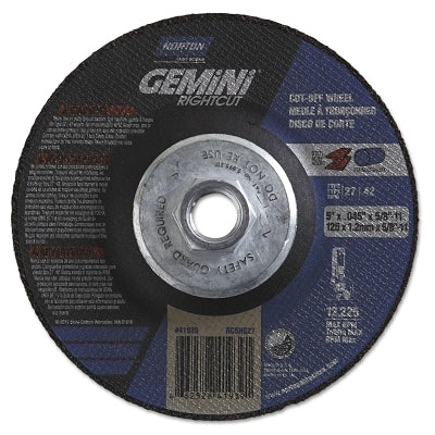 Gemini RightCut Right Angle Cut-Off Wheel, Type 27/42, 5 in dia x 0.045 in Thick x 5/8 in-11 Arbor, 1 EA/EA