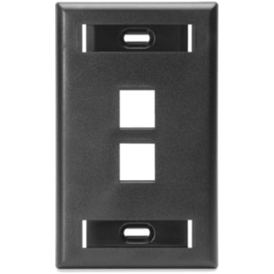Single-Gang QUICKPORT Wallplate with ID Windows, 2-Port, Black