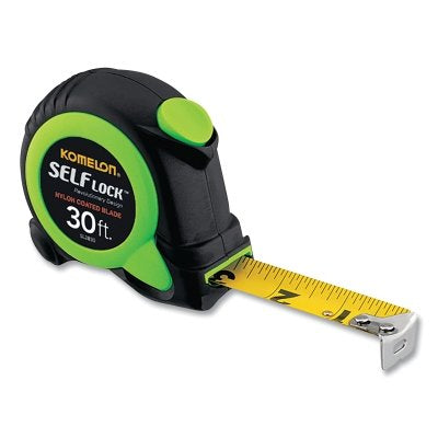 Self Lock Measuring Tape, 1 in x 30 ft, Green/Black