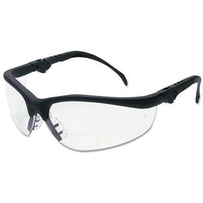 Klondike KD3 Series Bifocal Reader Safety Glasses, Clear Lens, Black Frame, 2.5 Diopter