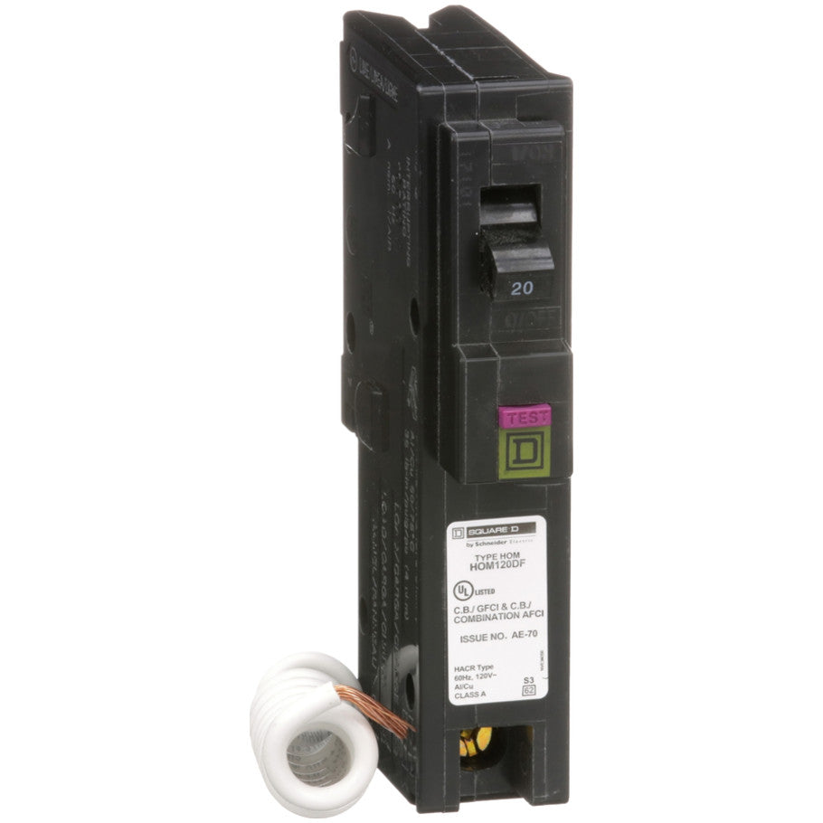 Mini circuit breaker, Homeline, 20A, 1 pole, 120VAC, 10kA AIR, combo ARC/ground fault, plug in, UL  TAA