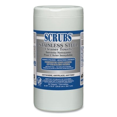 Stainless Steel Cleaner Towel, 9.75 in x 10.5 in, Citrus, 30 Sheets/Container