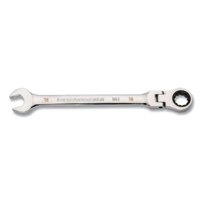 90-Tooth 12 Point Flex Head Ratcheting Combination Wrench, Metric, 18 mm