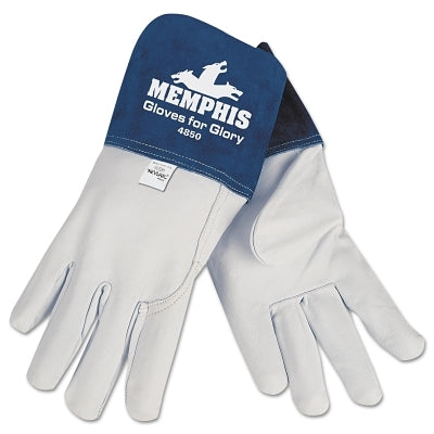 Blue Beast Leather Welding Gloves, Large, Blue/White, 4.5 in cuff