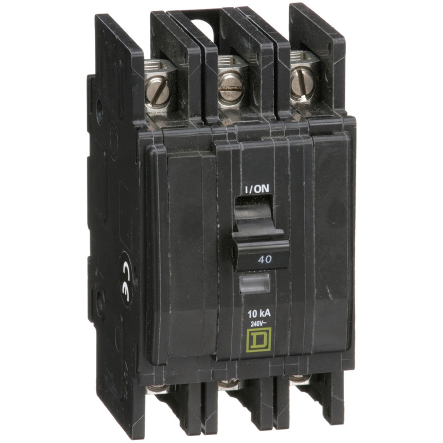 QOU Miniature Low Ampere Circuit Breaker, Unit-Mount, 10kA, 240 Vac, 3-Pole, 40A