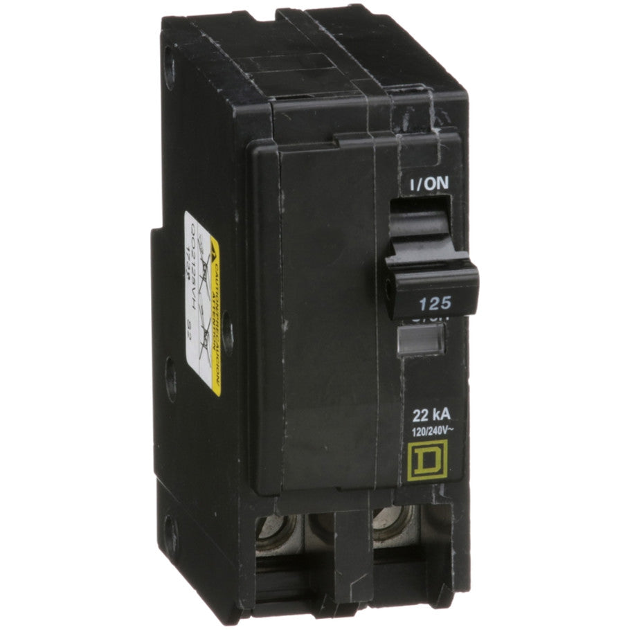 QO Miniature Circuit Breaker, Plug-In, 22kA, 120/240 Vac, 2-Pole, 125A, Common Trip