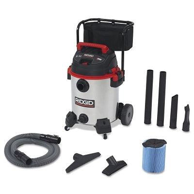 Stainless Steel Wet/Dry Vac with Cart Model 1610RV, 16 gal, 6.5 hp