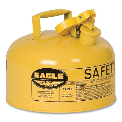 Safety Can, Type I, 2 gal, 24-ga Galvanized Steel, Diesel, Yellow