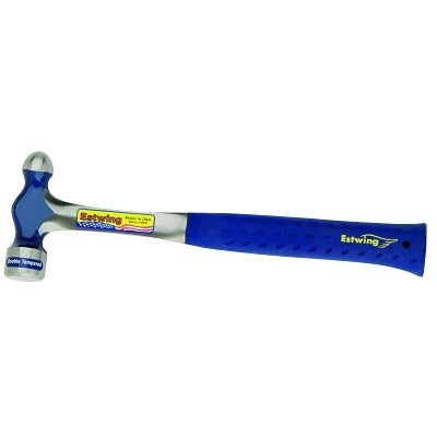 Ball Pein Hammer, Straight Blue Shock Reduction Grip Handle, 11 in Overall L, 8 oz Steel Head