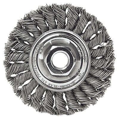 Standard Twist Knot Wire Wheel, 3 in dia x 3/8 in W Face, 0.014 in Steel Wire, 25000 RPM