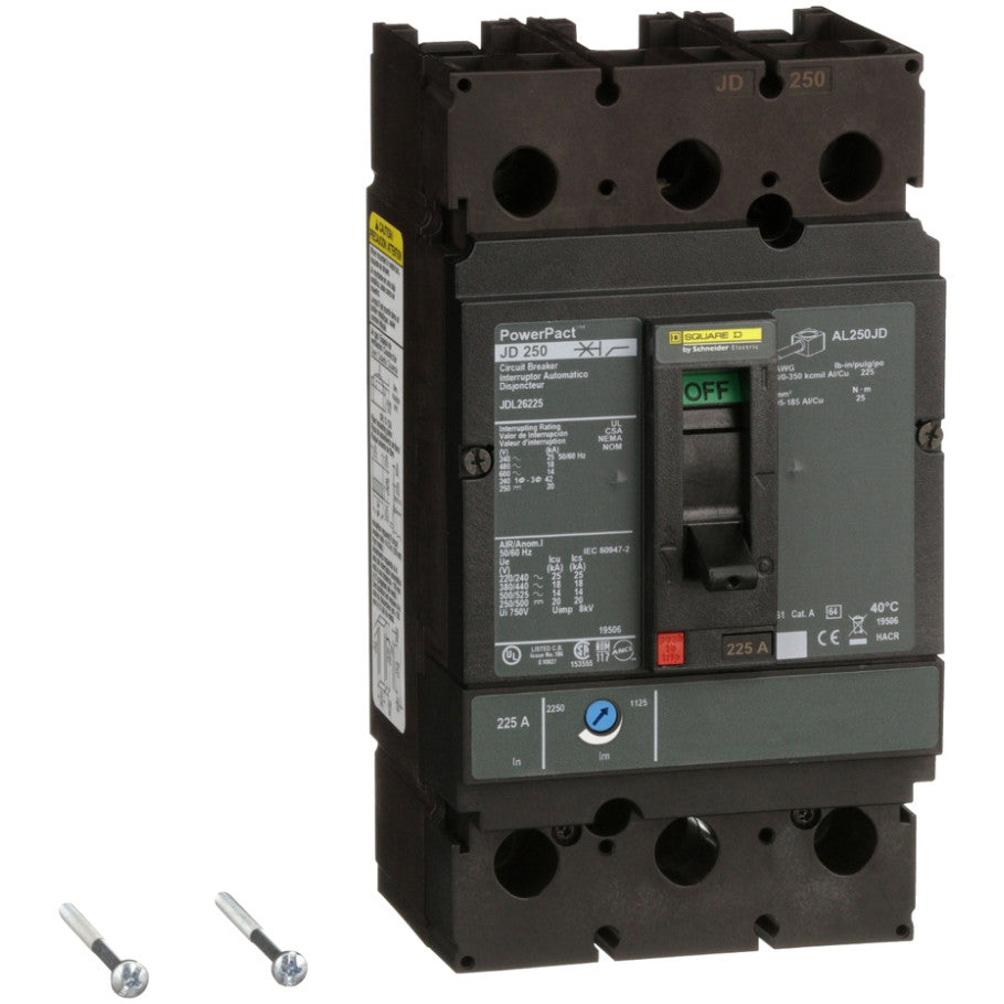 PowerPact J-Frame 14kA 225A 600V 2-Pole Thermal Magnetic Molded Case Circuit Breaker