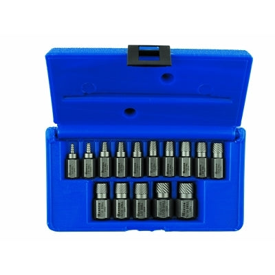 Hex Head Multi-Spline Screw Extractors - 532 Series - Plastic Case Set, 15 Pc, 1/8 in to 9/16 in