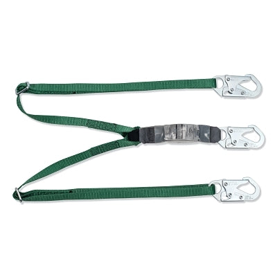 V-SERIES Standard Shock Absorbing Lanyard, 6 ft, Twin, Small/Small Snaphooks, Web, Adjustable, 400 lb