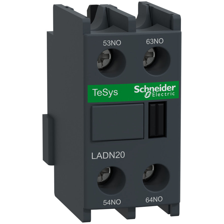 TeSys Deca, Auxiliary Contact Block, 2 NO, Top Mount, Screw Clamp Terminals, for LC1D09 to LC1D150 Contactors