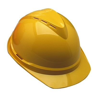 V-Gard 500 Protective Caps and Hats, 4 Point Fas-Trac, Vented Cap, Yellow