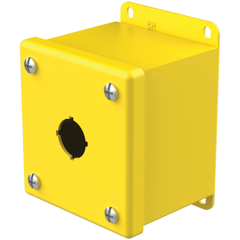 Pushbutton Enclosures, Type 12, 1PB x 22.5mm, Safety Yellow, Steel
