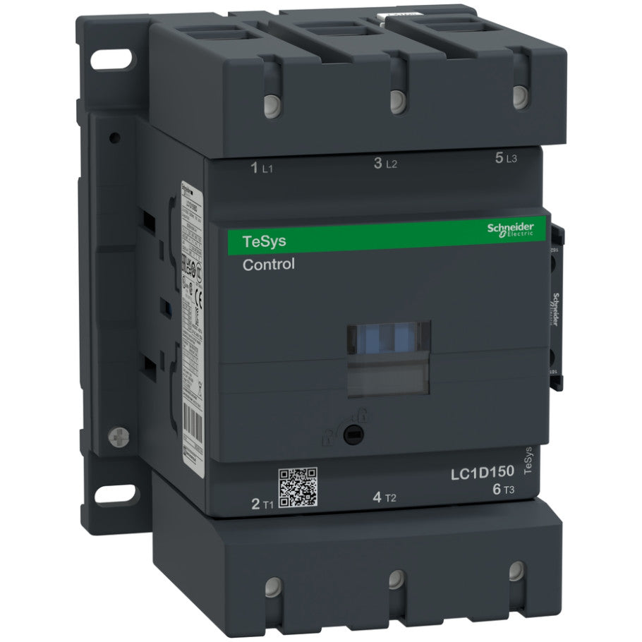 IEC Contactor, TeSys Deca, Nonreversing, 150A, 100HP at 480VAC, Up to 100kA SCCR, 3 Phase, 3 NO, 24VDC Coil, Open Style