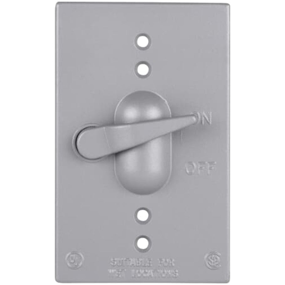 Red-Dot Weatherproof Cover, Die-Cast Aluminum, Lift Lid, Silver, Device Mount, 1-Gang, (1) Switch