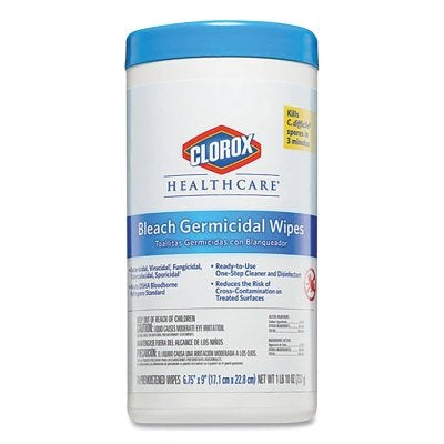 Bleach Germicidal Wipes, 70/Canister, Unscented