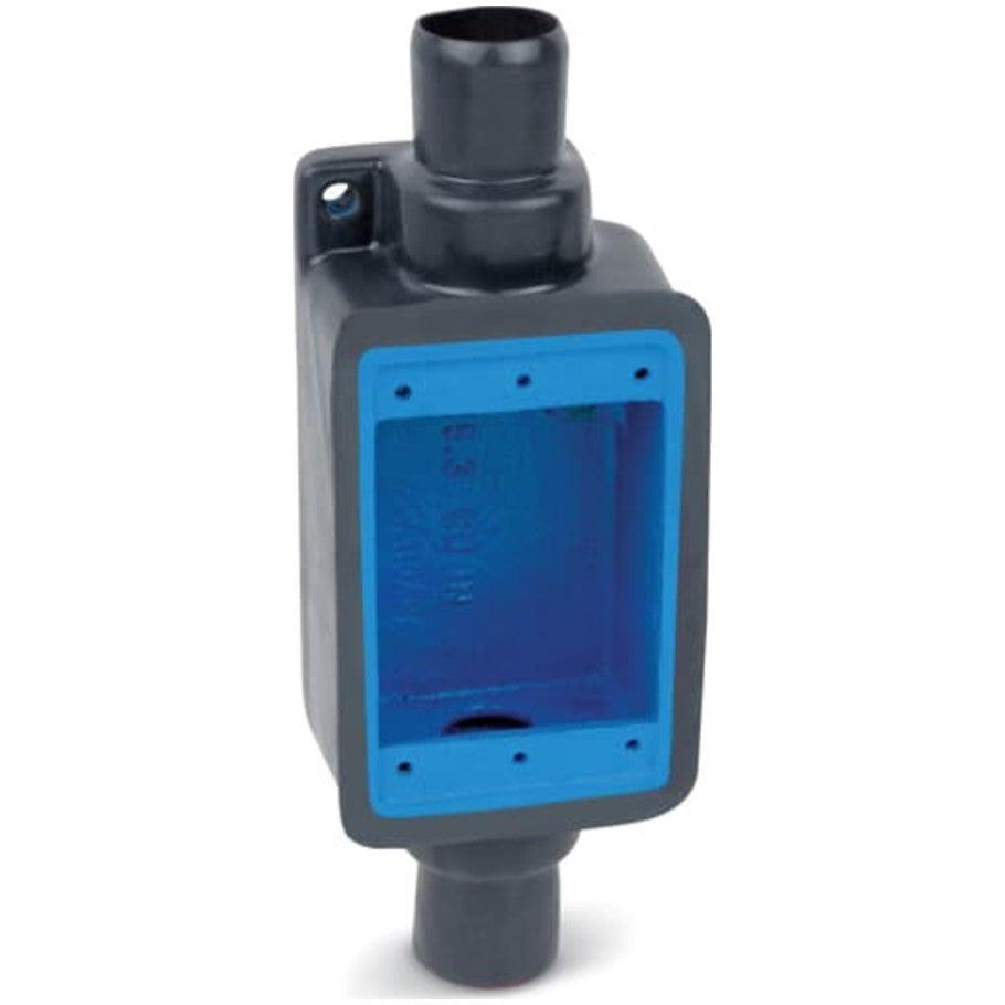 Ocal-Blue Double-Coat PVC FSC Series Device Box, Iron, 1-Gang, 3/4 in. Feed-Thru Hub, Gray