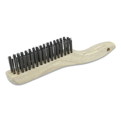 Hand Scratch Brush,10 in L, 4 x 16 Rows, Steel Bristles, Shoe Handle