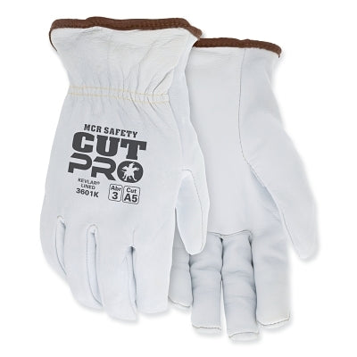 Premium Grade Goatskin Cut-Resistant Drivers Gloves, 3601K, X-Large, 13-ga DuPont Kevlar/Synthetic Lining, White