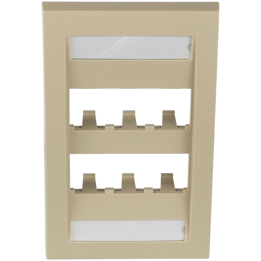 Mini-Com Executive Series Faceplate, 1-Gang, 6-Port, Electric Ivory