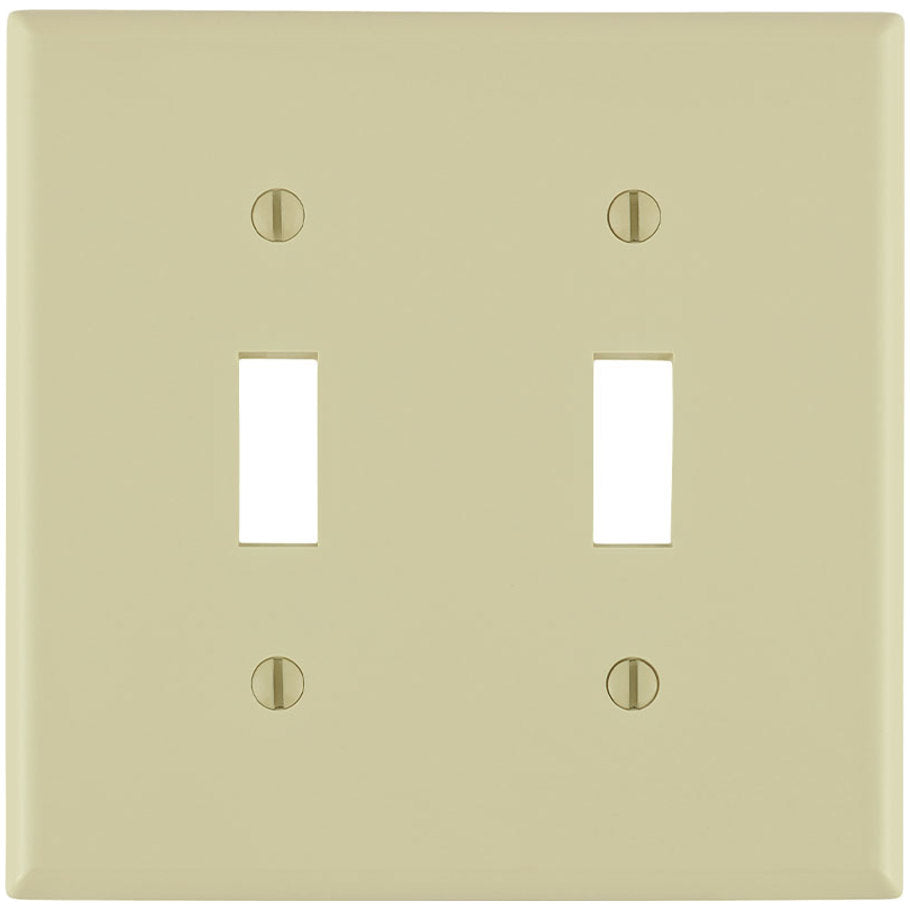 Toggle Switch Wall Plate, Device Mount, 2-Gang, Nylon, Ivory