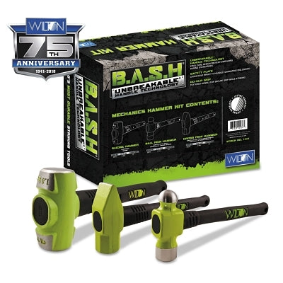 B.A.S.H Mechanics' Hammer Kit, 5 lb; 3 1/4 lb; 3 1/2 lb, Rubber/Steel