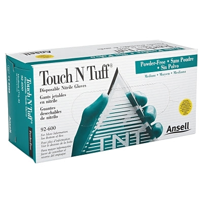 Nitrile Powder-Free Disposable Gloves, Smooth, 5.5 mil Finger/4.9 mil Palm, Medium, Green